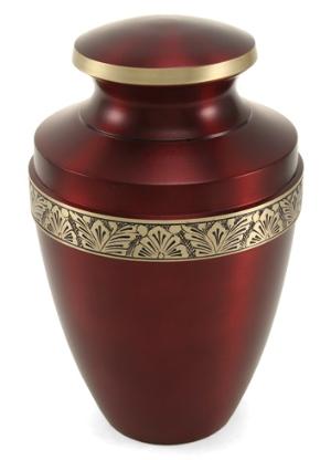 garnet and gold brass cremation urn
